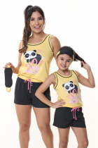 PIJAMA FEMININO REGATA PANDA COM TAPA OLHO PLUS SIZE - CONTEMPORÂNEA