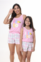 PIJAMA FEMININO REGATA ABELHA ROSA