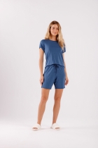 PIJAMA FEMININO MANGA CURTA COM BERMUDA AZUL - COR COM AMOR
