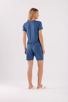 PIJAMA FEMININO MANGA CURTA COM BERMUDA AZUL - COR COM AMOR