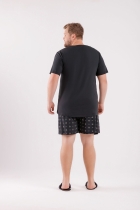 PIJAMA MASCULINO MANGA CURTA COM BERMUDA MUSIC PRETO PLUS SIZE - COR COM AMOR