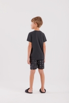 PIJAMA MASCULINO JUVENIL CURTO MUSIC PRETO - COR COM AMOR