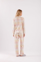 PIJAMA FEMININO LONGO COM BOTÕES XADREZ - COR COM AMOR