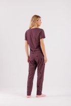 PIJAMA FEMININO MANGA CURTA E CALÇA ESTRELAS VINHO - COR COM AMOR