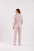 PIJAMA FEMININO LONGO COM BOTÕES LISTRAS ROSA - COR COM AMOR