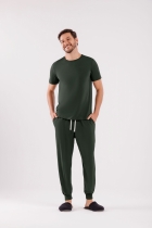 PIJAMA MASCULINO MANGA CURTA E CALÇA JOGGER VERDE - COR COM AMOR