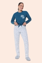 PIJAMA FEMININO LONGO ALGODÃO VERDE FAMILÍA - BOCEJINHO