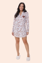 CAMISOLA MANGA LONGA COM BOTÕES ONÇA PLUS SIZE - BOCEJINHO
