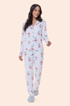 PIJAMA FEMININO LONGO COM BOTÕES SOLDADINHO SUEDE - BOCEJINHO