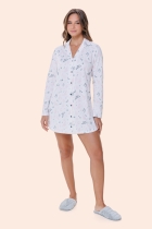 CAMISOLA MANGA LONGA COM BOTÕES FOLHAS ALGODÃO - BOCEJINHO