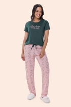 PIJAMA FEMININO MANGA CURTA COM CALÇA LAVANDA - BOCEJINHO