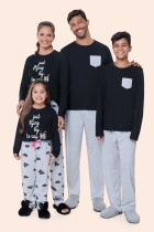 PIJAMA JUVENIL FEMININO LONGO NÚVEM FAMÍLIA - BOCEJINHO