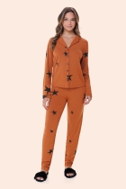 PIJAMA FEMININO LONGO COM BOTÕES ESTRELAS PLUS SIZE - BOCEJINHO