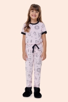 PIJAMA JUVENIL FEMININO MANGA CURTA COM CALÇA SLEEP - BOCEJINHO