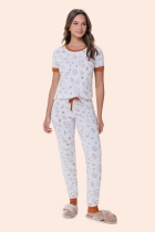PIJAMA FEMININO MANGA CURTA COM CALÇA ESQUILO - BOCEJINHO