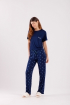 PIJAMA FEMININO MANGA CURTA COM CALÇA CORAÇÃO - COR COM AMOR