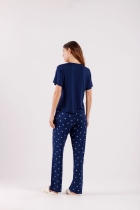 PIJAMA FEMININO MANGA CURTA COM CALÇA CORAÇÃO - COR COM AMOR