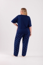 PIJAMA FEMININO MANGA CURTA COM CALÇA CORAÇÃO AZUL PLUS SIZE - COR COM AMOR