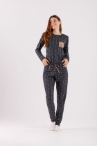 PIJAMA FEMININO LONGO COFFEE MESCLA - COR COM AMOR
