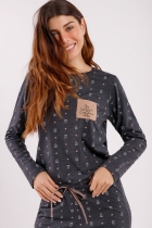 PIJAMA FEMININO LONGO COFFEE MESCLA - COR COM AMOR