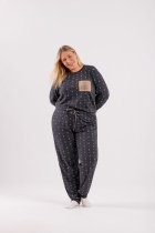 PIJAMA FEMININO LONGO COFFEE MESCLA PLUS SIZE - COR COM AMOR