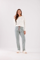 PIJAMA FEMININO LONGO LISTRAS - COR COM AMOR