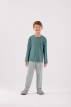 PIJAMA MASCULINO JUVENIL LONGO LISTRAS - COR COM AMOR