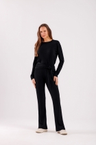 PIJAMA FEMININO LONGO CANELADO VISCOSE PRETO - COR COM AMOR
