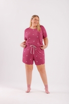 PIJAMA FEMININO CURTO VISCOSE CORAÇÃO PLUS SIZE - COR COM AMOR