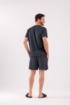 PIJAMA MASCULINO CURTO XADREZ PRETO - COR COM AMOR