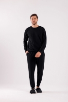 PIJAMA MASCULINO LONGO MOLETINHO PRETO - COR COM AMOR