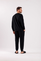 PIJAMA MASCULINO LONGO MOLETINHO PRETO - COR COM AMOR