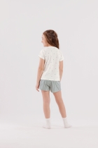 PIJAMA FEMININO JUVENIL CURTO LISTRAS CORAÇÃO - COR COM AMOR