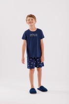 PIJAMA MASCULINO INFANTIL CURTO AZUL - COR COM AMOR