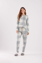 PIJAMA FEMININO LONGO XADREX MESCLA - COR COM AMOR