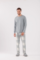 PIJAMA MASCULINO LONGO XADREX MESCLA - COR COM AMOR