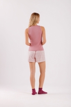 PIJAMA FEMININO CURTO COM REGATA CANELADO ROSA - COR COM AMOR