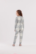 PIJAMA FEMININO INFANTIL LONGO XADREZ MESCLA - COR COM AMOR