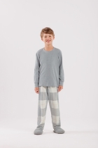 PIJAMA MASCULINO JUVENIL LONGO XADREZ MESCLA - COR COM AMOR