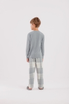 PIJAMA MASCULINO JUVENIL LONGO XADREZ MESCLA - COR COM AMOR