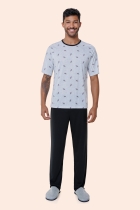 PIJAMA MASCULINO MANGA CURTA COM CALÇA MESCLA - BOCEJINHO