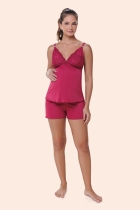 PIJAMA FEMININO CURTO DE ALÇA AJUSTÁVEL GESTANTE LIGANETE VINHO - BOCEJINHO