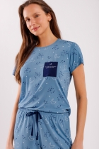 PIJAMA FEMININO CURTO LUA AZUL - COR COM AMOR
