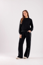 PIJAMA FEMININO LONGO MOLETINHO PRETO - COR COM AMOR