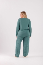 PIJAMA FEMININO LONGO VERDE PLUS SIZE - COR COM AMOR