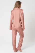 PIJAMA FEMININO LONGO COM BOTÕES CARAMELO CETIM - ACUO