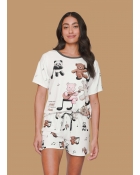 PIJAMA FEMININO CURTO BRANCO URSO - LUA LUÁ