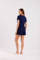 PIJAMA FEMININO CANELADO CURTO AZUL MARINHO - COR COM AMOR