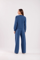 PIJAMA FEMININO LONGO COM CALÇA AZUL - COR COM AMOR