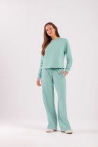 PIJAMA FEMININO LONGO COM CALÇA VERDE - COR COM AMOR